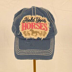 KBethos “Hold Your Horses” Distressed Blue Hat